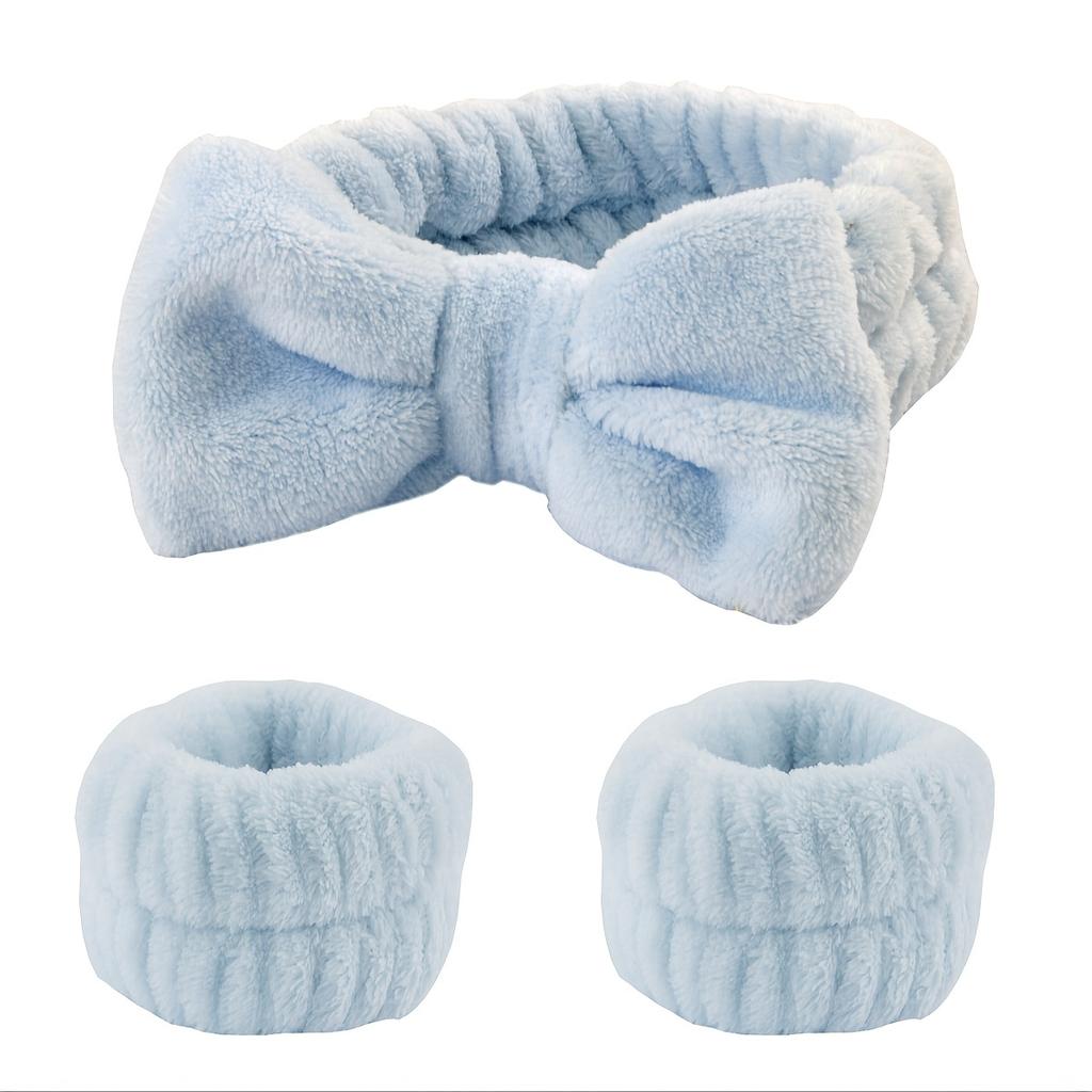3pcs Wash Face Wristband Headband Set Skin Care Spa Water Absorption Wristbands Women Girls Sweatbands Bathroom Accessories