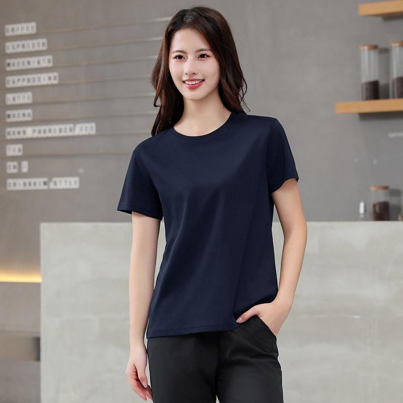 Spring-Summer Women's Casual Crew Neck Short Sleeve Solid Color Loose T-Shirt
