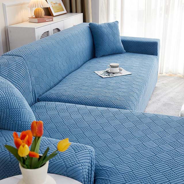Jacquard Soild Hued Living Sofa Covers Dustproof Stretch L -Shaped Corner Sofa Slipcover For Living Room Area Office Removable Couch Covers