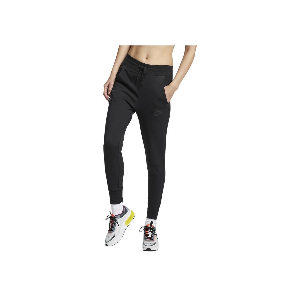 Nike Solid Color Logo Print Elastic Waist Drawstring Sports Pants Women Bottoms Black 931829-010