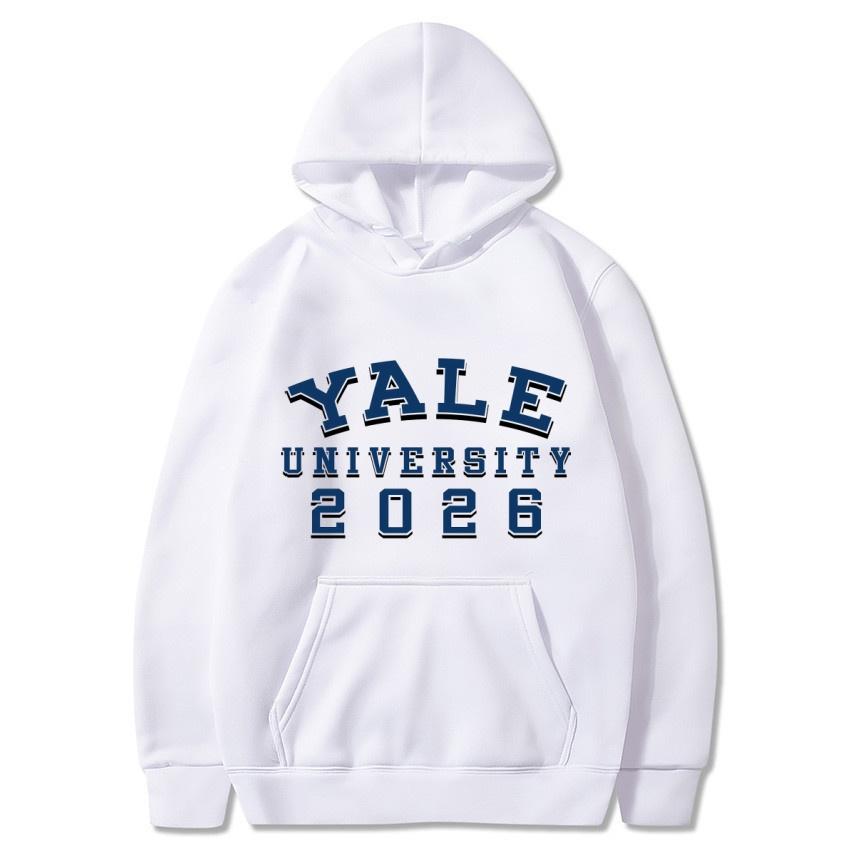 Yale University School Uniform for Autumn and Winter  Classic Solid Color Hoodie Daily Casual Fashion Long Sleeve Warm Hoodie