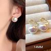Shi Jia Hanfen Pink Pearl Stud Earrings with 925 Silver Needle - Elegant Mosquito Coil Ear Clips for Women