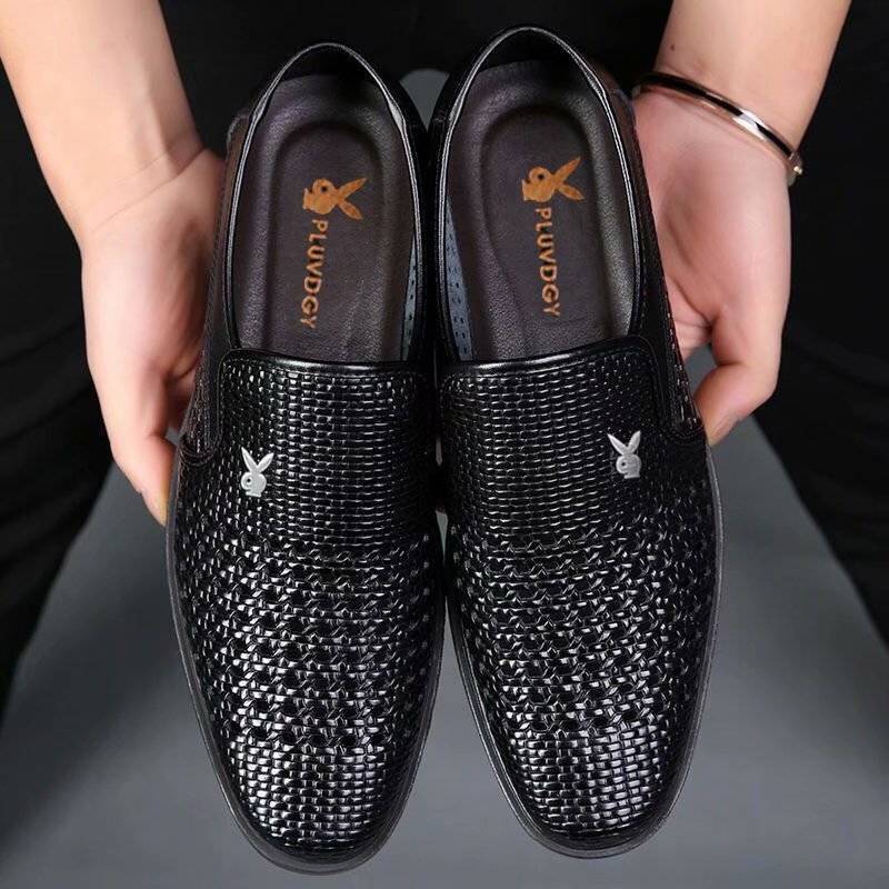 [100% whole cowhide] Special offer, broken size, leaking men's sandals, thick-soled wear-resistant summer hollow breathable dad shoes