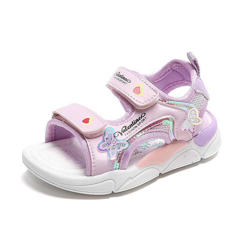 Little Girls' Open-Toe Sandals - New Summer Collection, Children's Beach Shoes, Cartoon Princess Shoes for Toddlers, Soft-Soled Baby Sandals