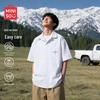 MINISO Men's Oxford Short-Sleeve Cuban Collar Shirt