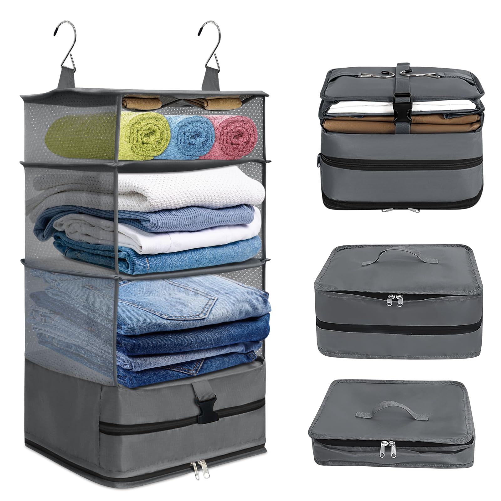 

Travel Hanging Travel Compression Travel Compression Clothes Storage Large Small Compression Clothes Hanging Business Convenient Packing [2025 Latest] серый