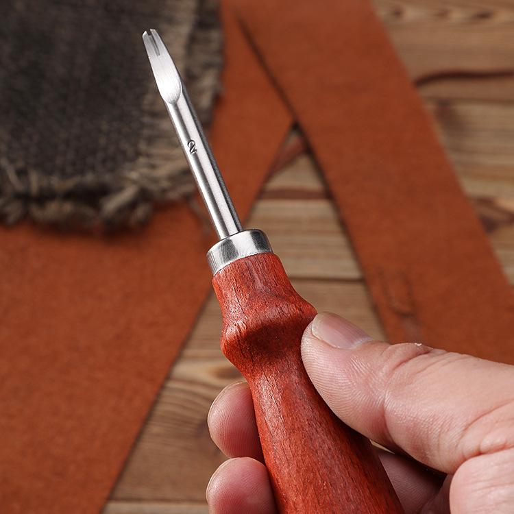 Handmade Beech Handle Leather Edge Trimmer and Skiver Tool for DIY Leather Craft and Carving