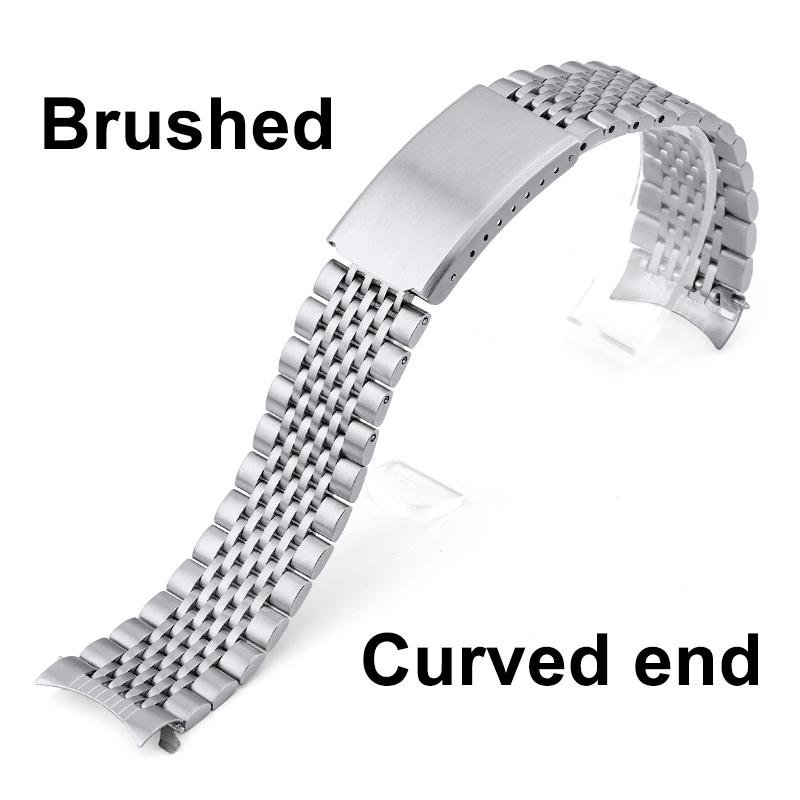 Curved End Watch Strap 20mm Stainless Steel Band 18mm 22mm Clasp Watch Strap Reloj Hombre Wristabnd Men Bracelet Accessories