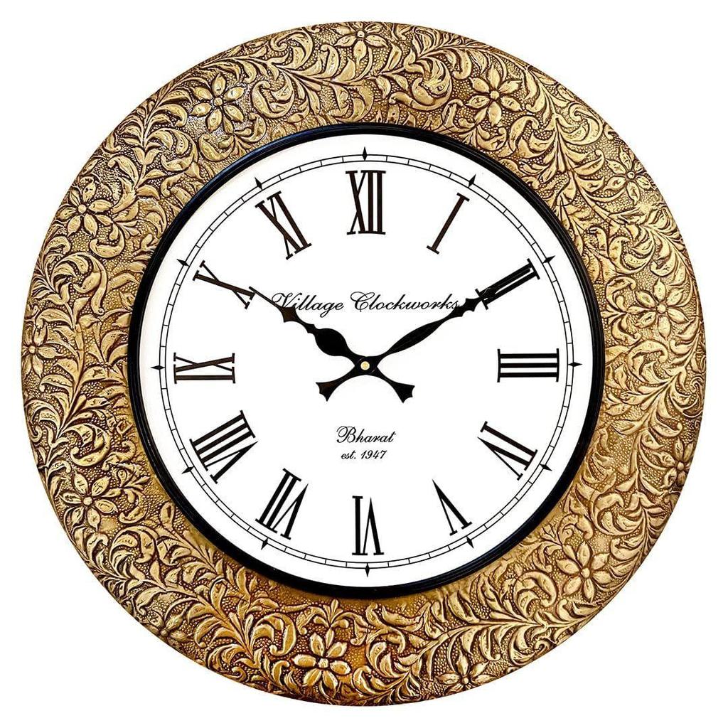 Emboss Metal Analog Wall Clock For Elegant Home Decor, Office, School, Gym, Shop And Gifting || Clock Size - 16 X 16 Inches