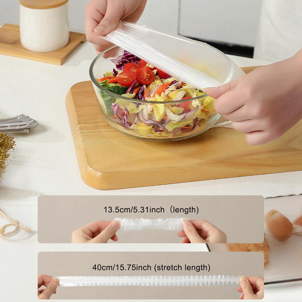 100pcs Disposable Plastic Wrap Sleeve Elastic Bowl Dish Cover