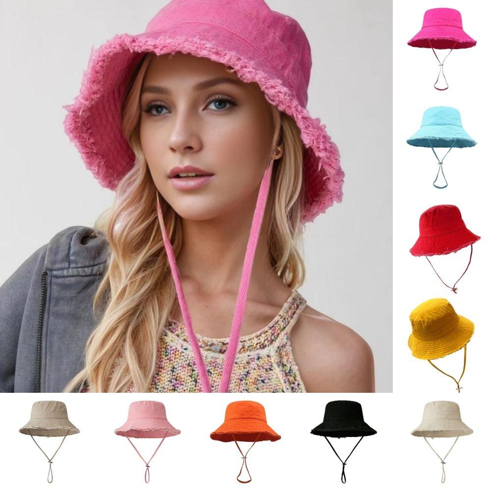 Hyun-Ah Style Bucket Hat Adjustable Hiking Hat Fashionable Fisherman Cap  Four Seasons
