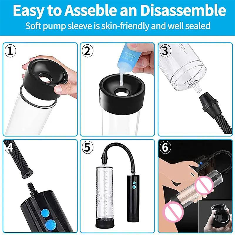 Usb Electric Acrylic Penis Pump Male Penis Enlargement Pump Vacuum Pump for Penis Penile Training Extender Cock Sex Toy for Men