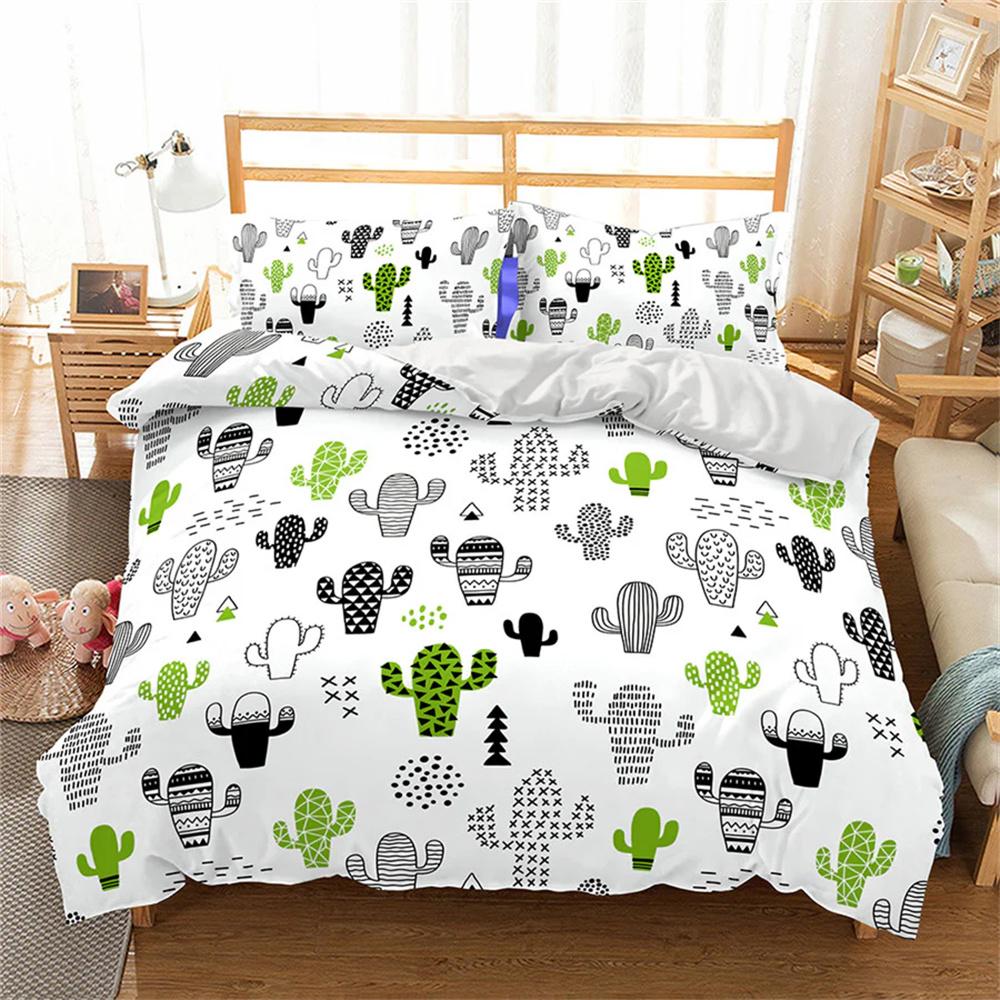 Cactus Duvet Cover Set Bohemian Desert Style Double For Adults Queen King Size Bedding Set With Pillowcase For Bedroom