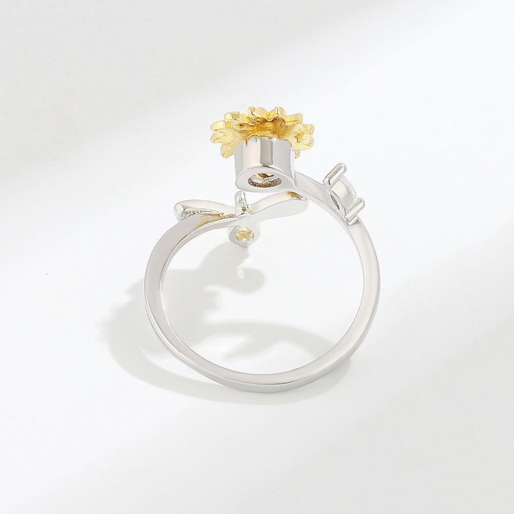 Creative Open Sunflower Ring For Women Personality Stress Relief Daisy Finger Ring Fashion Jewelry