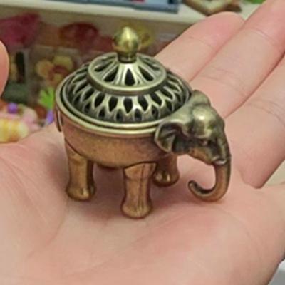 Creative Metal Mini Aromatherapy Furnace, Home Indoor Zen Tea Ceremony Decoration, Elephant Shape Small Incense Burner, 4CM, 1Pc