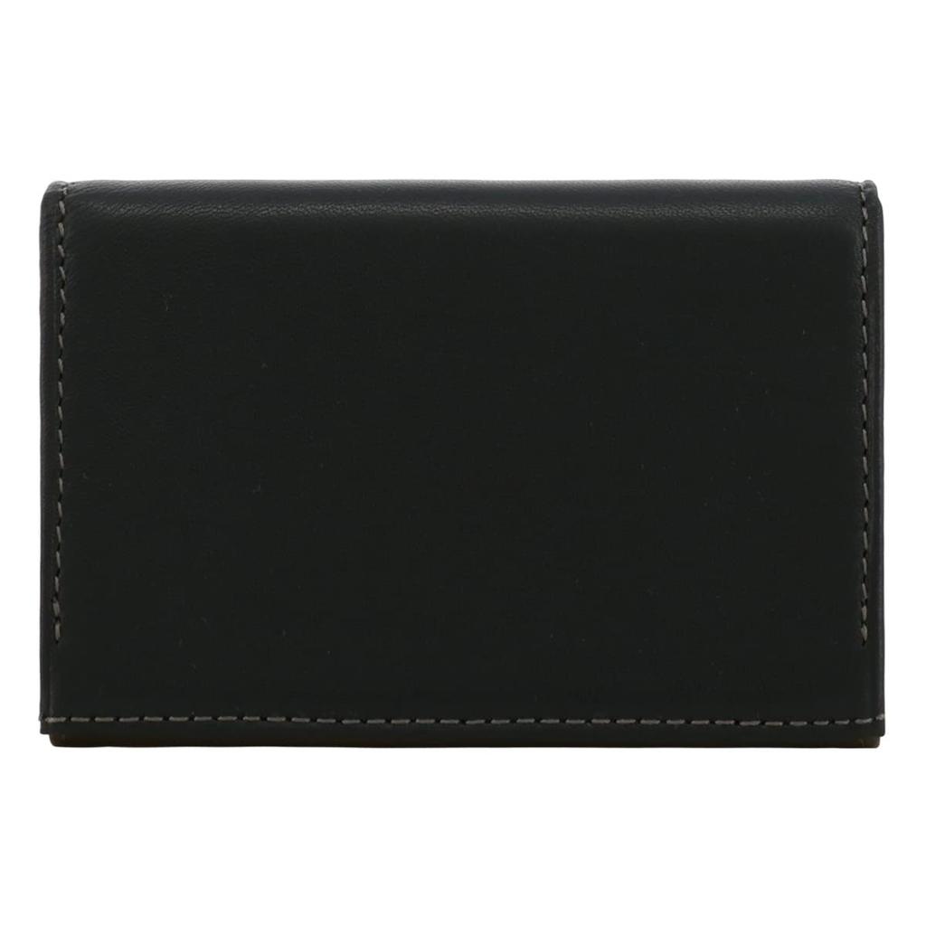 Helena Women's Calm Leather Business Card Case, 6484, Sheepskin Leather [06] Sage Green X Chocolate