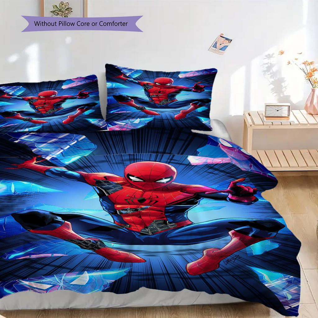 Spider-Man Superhero Series Bedroom Three-Piece Duvet Cover Bedding Set (1*Duvet Cover + 2*Pillowcase, Without Core)