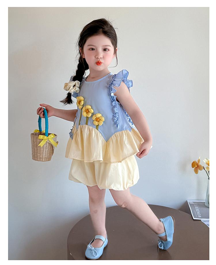 Girls' Summer Dress Set 2026 New Style Children's Summer Fashionable Thin Style Little Girl Baby Shorts Very Beautiful