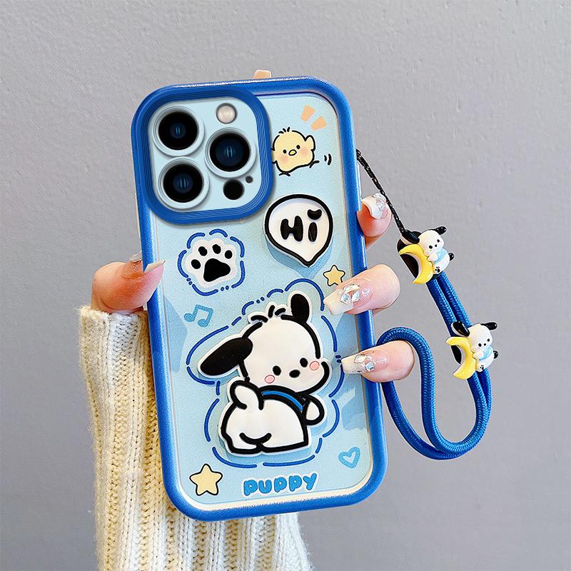 KEYSION Shockproof Case for iPhone 13 Pro Max with Lanyard Soft Silicone Cute 3D Cartoon Doll Phone Cover for iPhone 12 11 Pro Max
