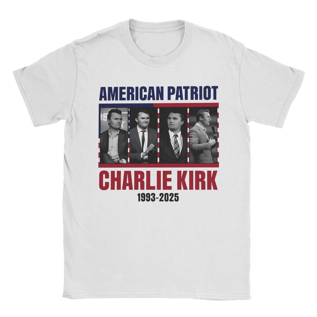 Mens TShirt Charlie Kirk American Patriot Creative 100 Cotton Tee Shirt Short Sleeve T Shirt Round Collar Clothes Present