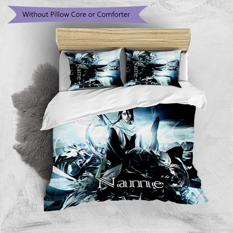 3pcs Custom Name Byakuya Kuchiki Bedding Set Duvet Cover Closure Includes 1 Duvet Cover & 2 Pillowcases for All Seasons Bedroom Decor
