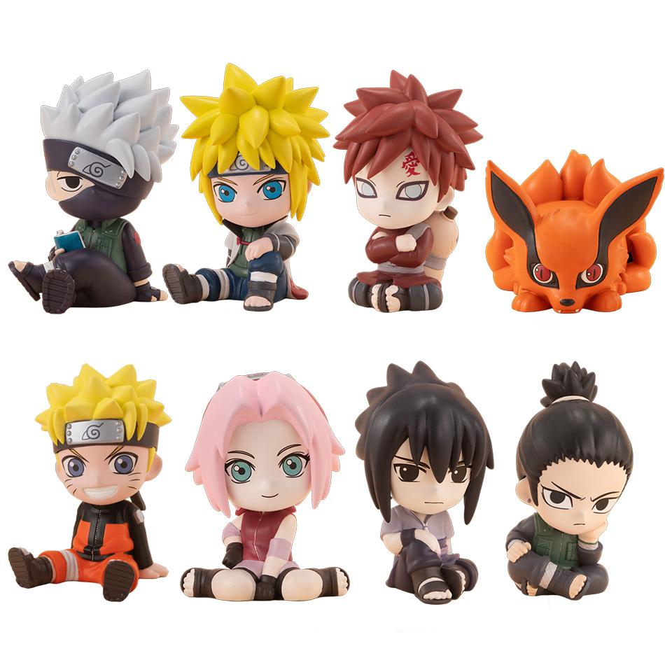 In Stock 8pcs/set Anime Figure Naruto Shippuden Hinata Sasuke Itachi Kakashi Gaara Action Figure Q Version PVC Figures Toys Gift