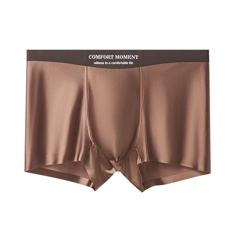 2025 Luxuriöse Herren-Boxershorts aus Eis-Seidensatin mit antibakteriellem Maulbeerseiden-Zwickel für ein Gefühl wie nicht vorhanden