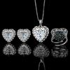 Jewelry Set Jewelry Classic Ocean Heart Earrings Necklace Ring Aquamarine Women