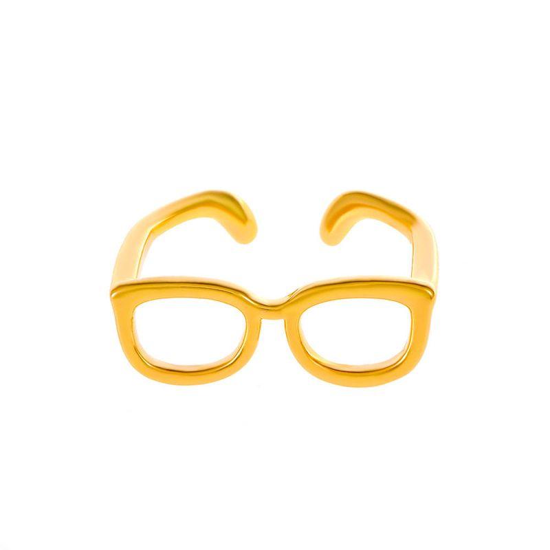 

Fashion Ins Cute Mini Glasses Ring Fashion Creative Special-Interest Design Switchable Index Finger Ring Couple s Ring 01Kc Gold 8108