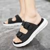 2024 New Summer Men's Soft Soles Slippers Suede Leather Slippers Man Indoor and Outdoor Two Buckle Beach Slides Footwear for Men