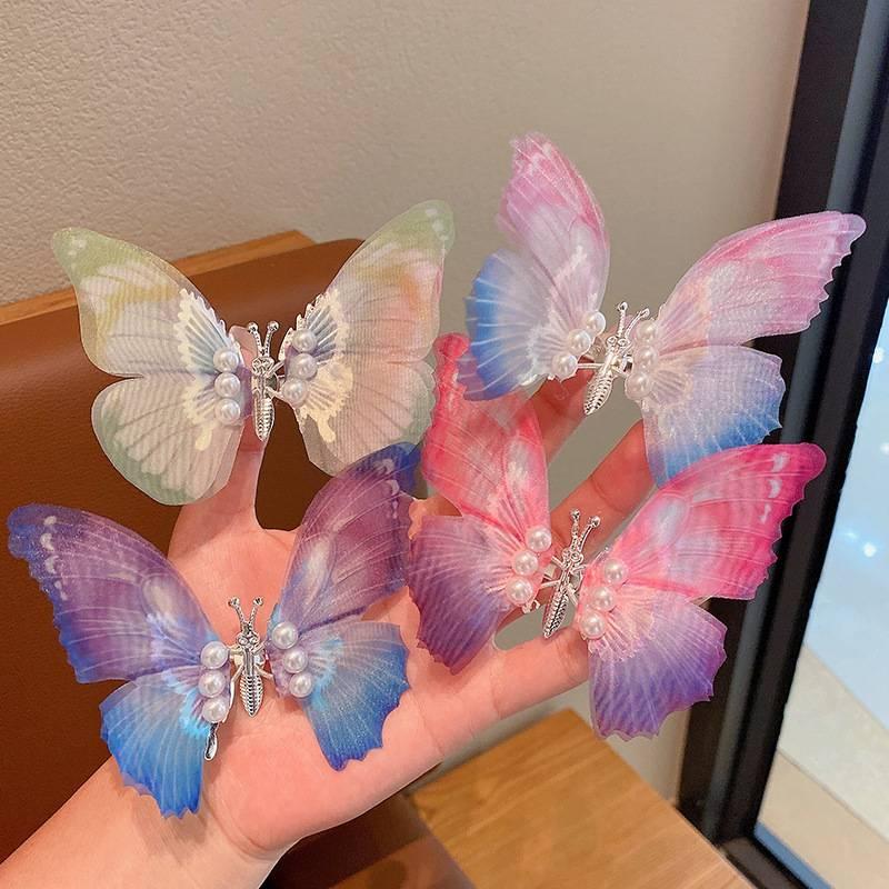 Mixed Material Butterfly Hair Clip Duckbill Clip Style Beautiful And Natural Hair Decoration For Girls