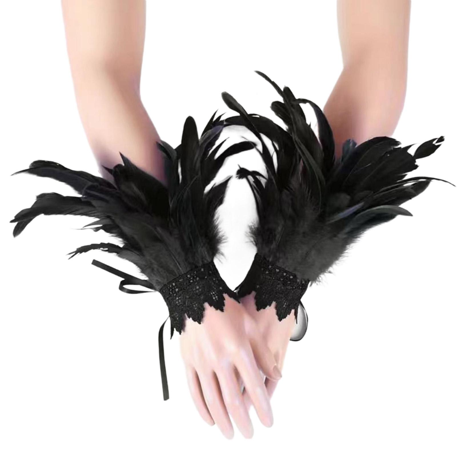 

Bride Wrist Cuffs with Flower Lacework Gloves Wedding Wear Black Wedding Gloves Wrist Cuffs Elaborate Wrist Cuffs