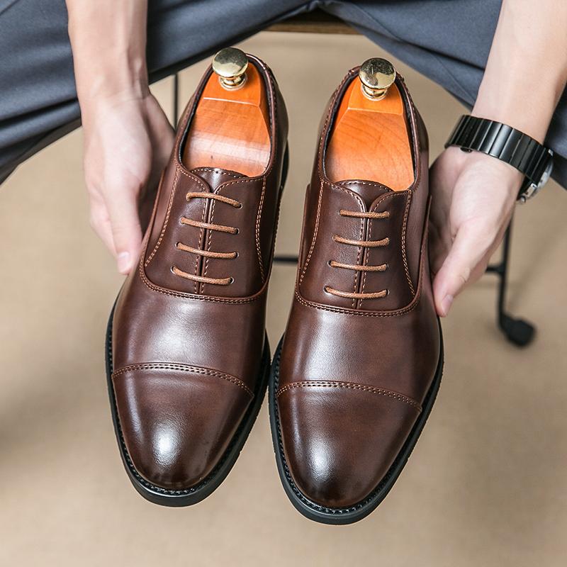 Fashion New Men Dress Shoes Luxury Brand Business Leather Shoes for Mens Comfortable Pointed Social Shoe Male Black Casual Wedding Shoes