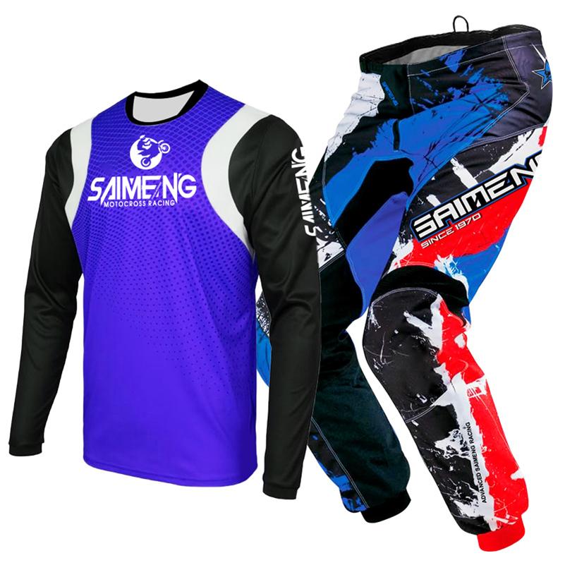 Set echipament motocross pentru copii Kituri Tricou Pantaloni Tineret copil verde Motocicletă negru 3 4 5 6 7 8 9 10 ani Costum off-road albastru portocaliu Enduro cross băiat fată