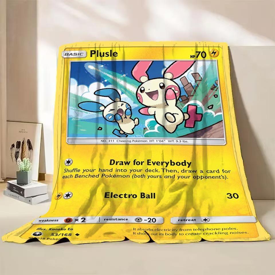 Pokémon Kaart Karakter Cartoon Flanellen Plaid Deken voor Slaapkamer Bed Bank Lunchpauze Picknick Reisdekens Kinderen Zachte Cadeaus