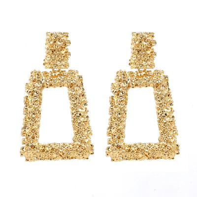 European and American Exaggerated Geometric Earrings, Personalized Relief Long Heavy Metal Earrings Are Hot-selling.