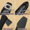New mid-heel square head high-grade elastic velvet thick heel shallow mouth versatile one-pedal women's single shoes