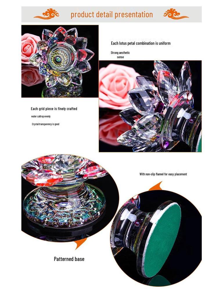 Kristall-Lotus-Glas-Kerzenhalter - Mehrfarbiges Ornament, Ewige Butterlampe für Heimdekoration