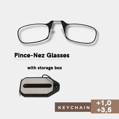 Nasenklemmen-Lesebrille Herren Damen Tragbare Weitsichtigkeitsbrille Transparente Brille Faltbrille mit Schlüsselanhänger +1.0 Bis +3.0