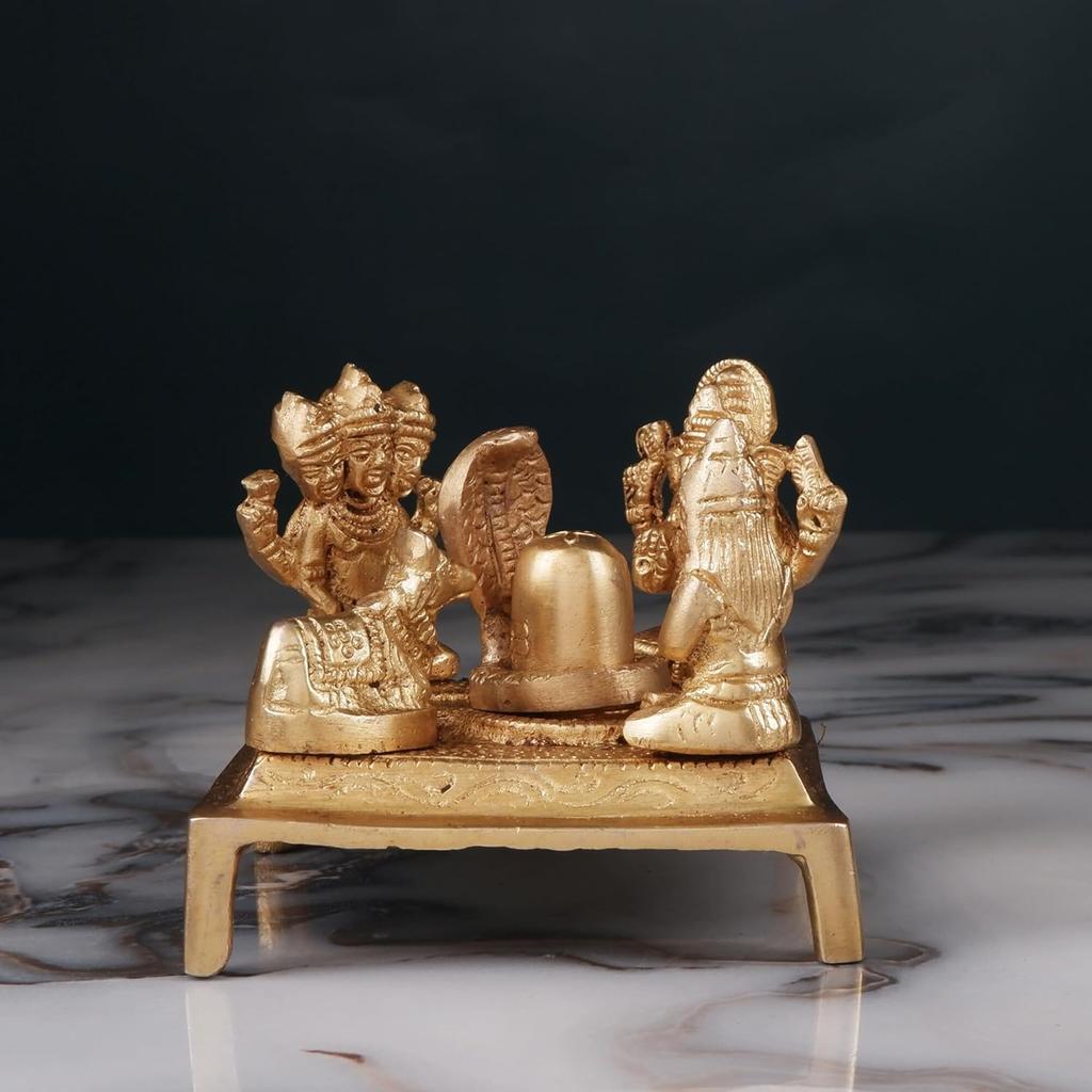 Pure Brass Shiv Pariwar God Idol, Religious Murti, Home Decor, Golden - 9 Cm