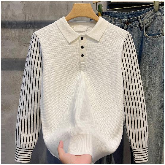 Fleece-lined Fake Two Pieces Sweaters Men's Autumn and Winter New Fashion Casual Shirt Collar Sweater Thermal Bottoming Shirt