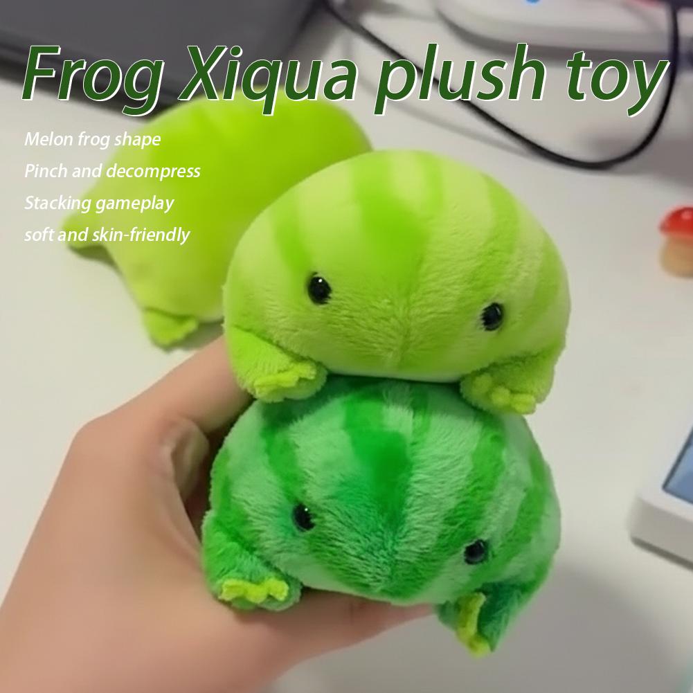 Funny Watermelon Frog Plush Toy Creative Frog-Watermelon Hybrid Stuffed Animal Soft Decompression Doll Room Decor Kids Gift