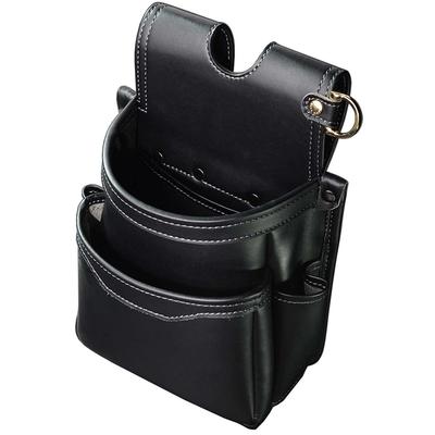 Fujiya Waist Bag Thin 2 Tiers Black Gold LIGHT PU LEATHER SERIES AB-32BG