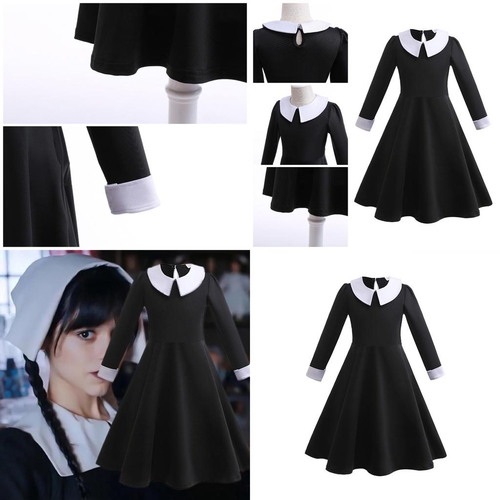 New Kids Long Sleeve Dress Adam's Family Cosplay Princess Style