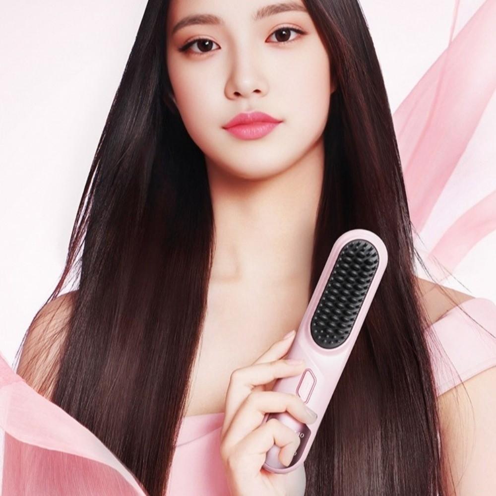 USB Rechargeable Wireless Hair Straighteners Electric Straightening Comb  Home Use