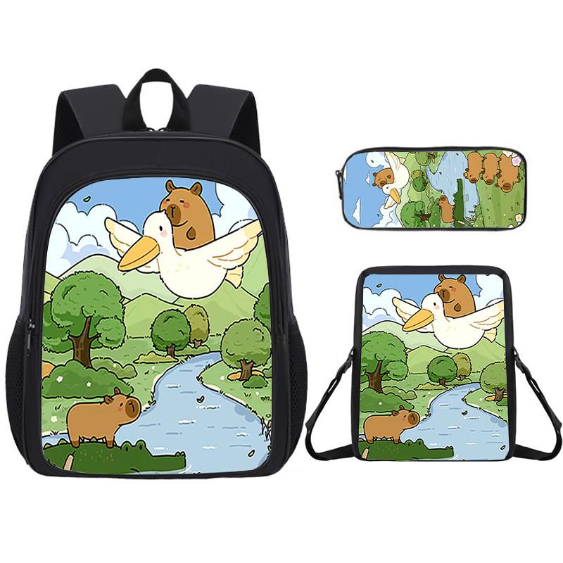 Capybara Kids Backpack And Pen Case With Lightweight Design For School And Day Trips