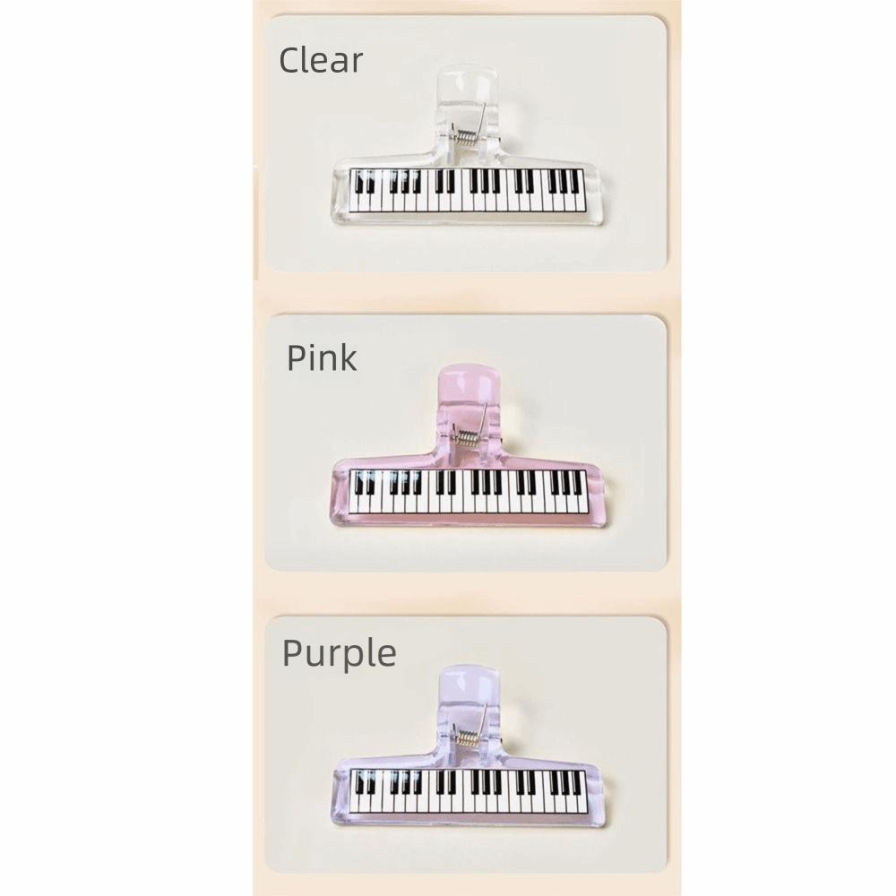 5Pcs Piano Pattern Sheet Music Clip Transparent Acrylic Piano Score Fixed Binder Clamp  Office Use
