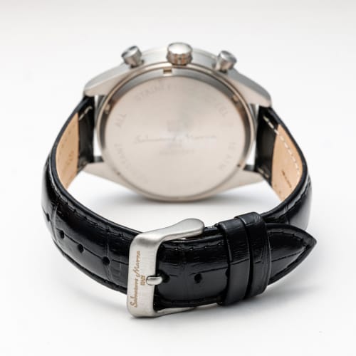 Salvatore Marra Men's Business Analog Chronograph Watch, Black Quartz, with Watch Cloth, SSBK