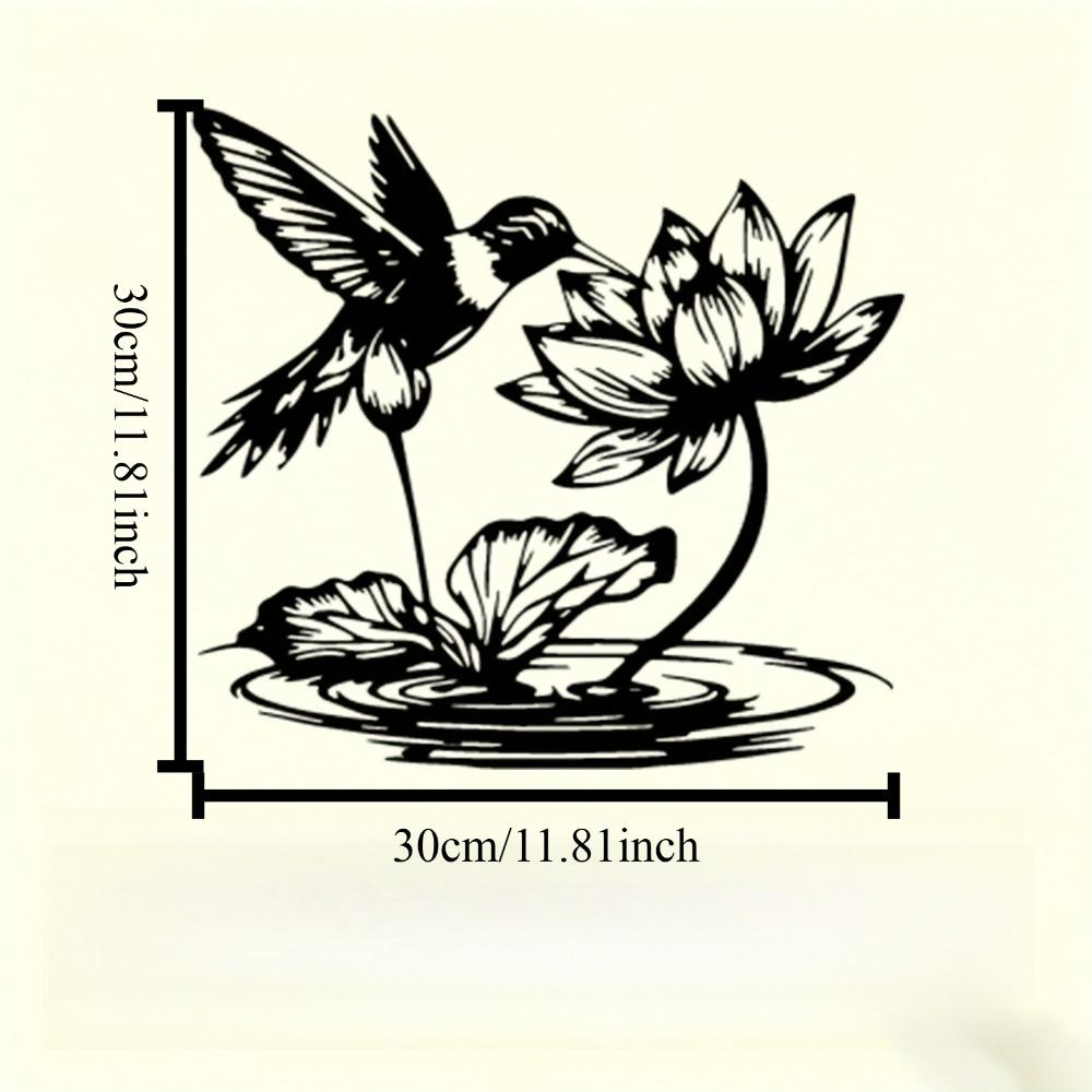 Metal Wall Art Hummingbird Lotus Garden Sculpture Rustproof Iron Gift