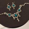 French Court Lace Emerald Full Diamond Necklace Slightly Inlaid with High-end Personalized Collarbone Chain Dinner Set